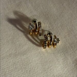 Trending spring accessories multi piercing look stainless gold and crystal posts